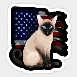 Patriotic Tonkinese Cat Sticker